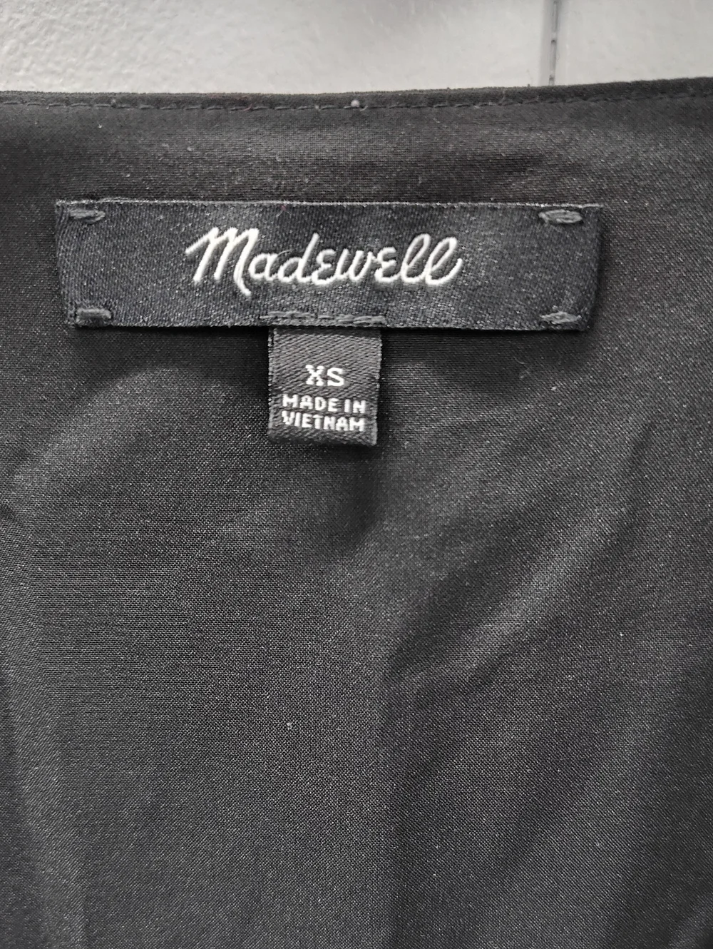 Madewell Black Tiered Long-Sleeve Faux Wrap Mini Dress Size XS